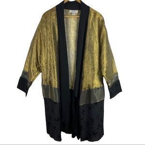 Vintage Christina Fairbanks Jacket Cardigan Open Gold Black Size XL Long